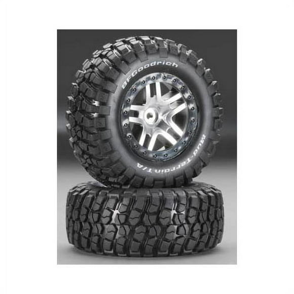 Front Traxxas 3665X Preglued Tires & Chrome Wheels 12mm Hex Nitro Rear/Elec